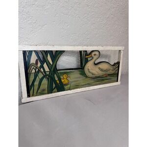 Vintage Hand-Cut Wooden Duck & Duckling Nursery Panel Folk Art Double-Sided